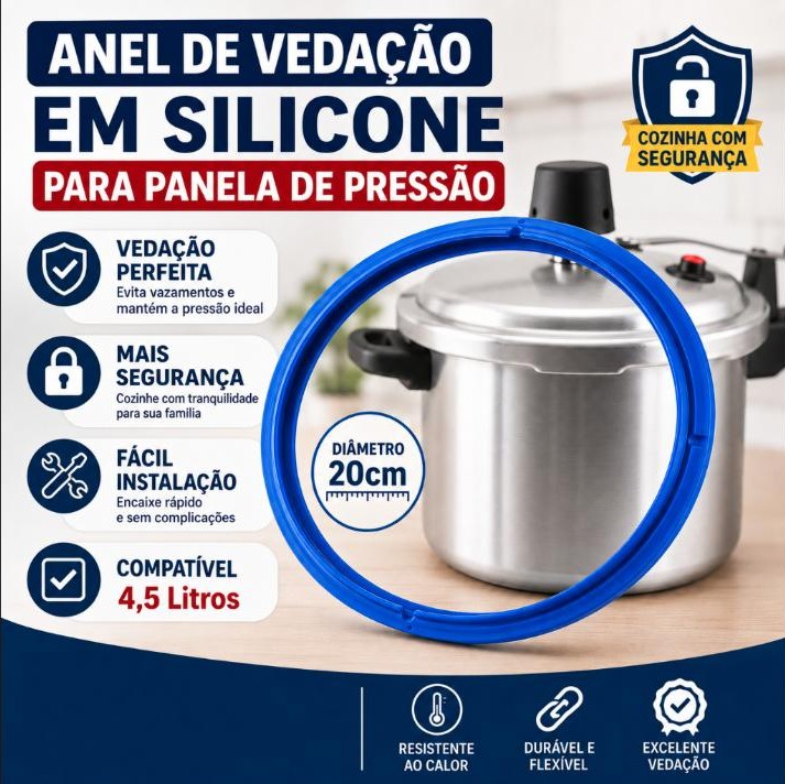Borracha Vedação Silicone Panela Pressão Tramontina 4,5L 20cm Compatível Tampa Vancouver
