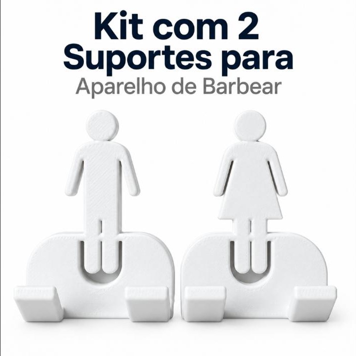 Kit 2 Suportes Para Aparelho de Barbear Parede Com Fita Sem Furo