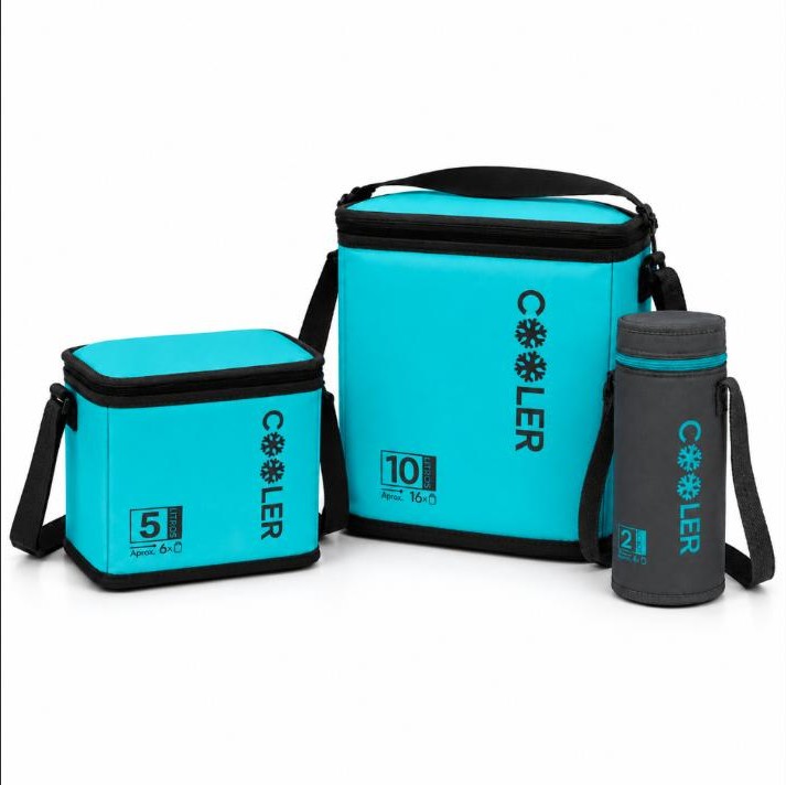 Kit 3 Bolsas Térmicas 2L 5L 10L Marmita Academia Supermercado Viagem