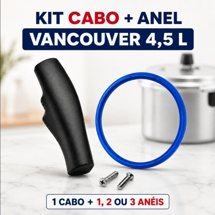 Kit Cabo para Tampa Panela Tramontina Vancouver 4,5L + 1, 2 ou 3 Anéis de Vedação