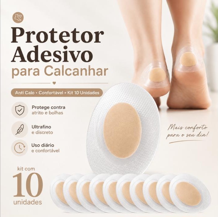 Protetor Adesivo para Calcanhar Anti Calo Confortável Kit 10 Unidades