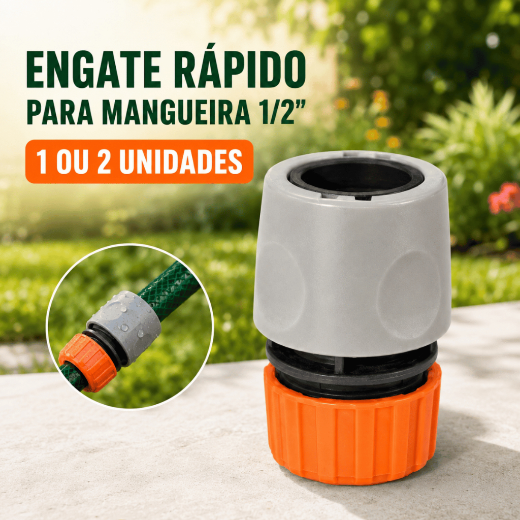 Kit Engate Rápido Para Mangueira Tramontina 1/2 Conector Jardim Quintal — 02 Engates Rápidos Tramontina