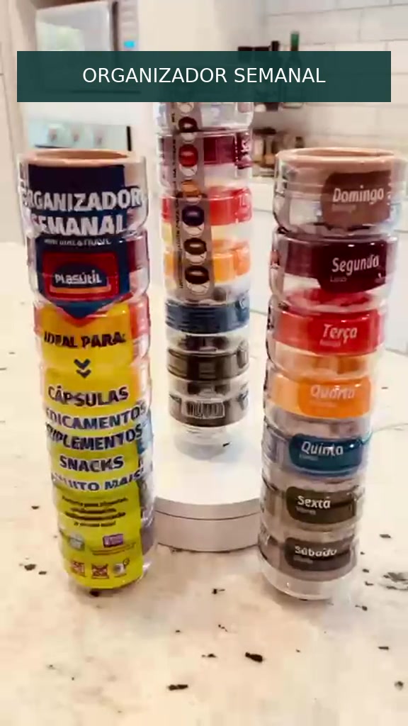 Organizador Porta Comprimidos Semanal 7 Dias Plasútil Gire e Trave Remédios Vitaminas